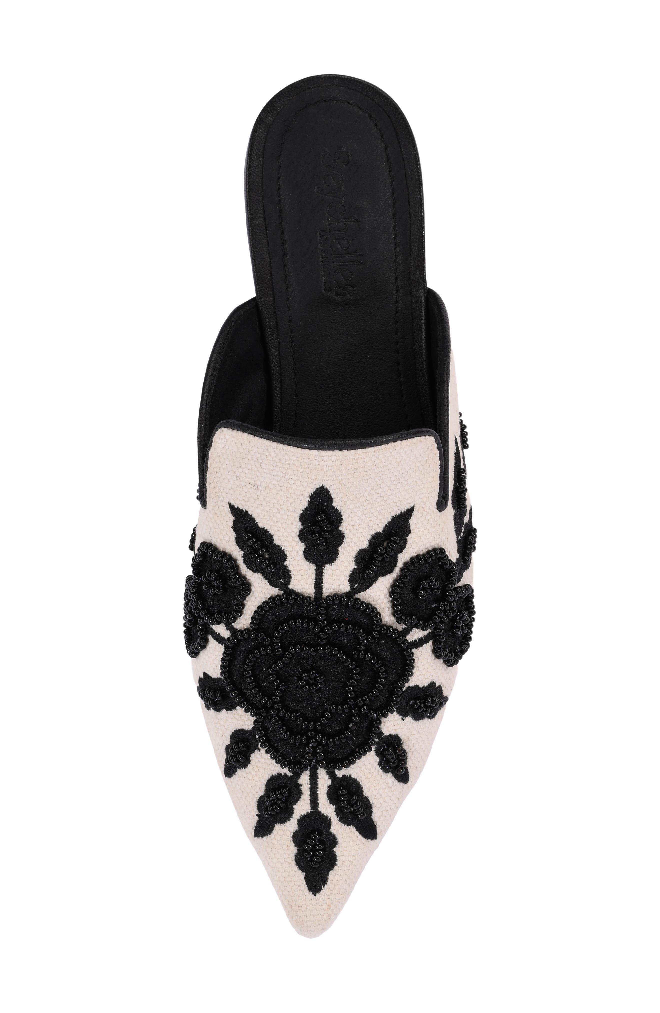 Around the World Pointed Toe Mule, Alternate, color, WHITE/BLACK