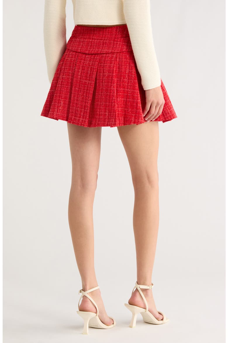 Pleated Tweed Miniskirt, Alternate, color, RED