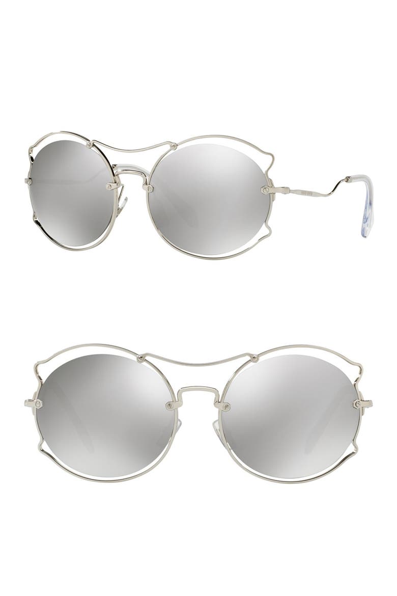 57mm Irregular Framed Sunglasses, Main, color, SILVER