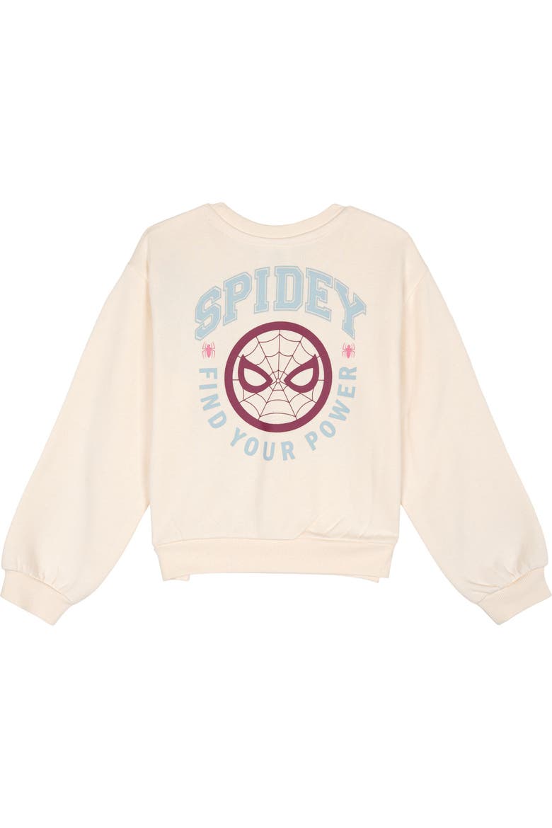 Spider-Man Fleece Sweatshirt and Pleated Skirt Set, Alternate, color, Spider Man Pink Plaid