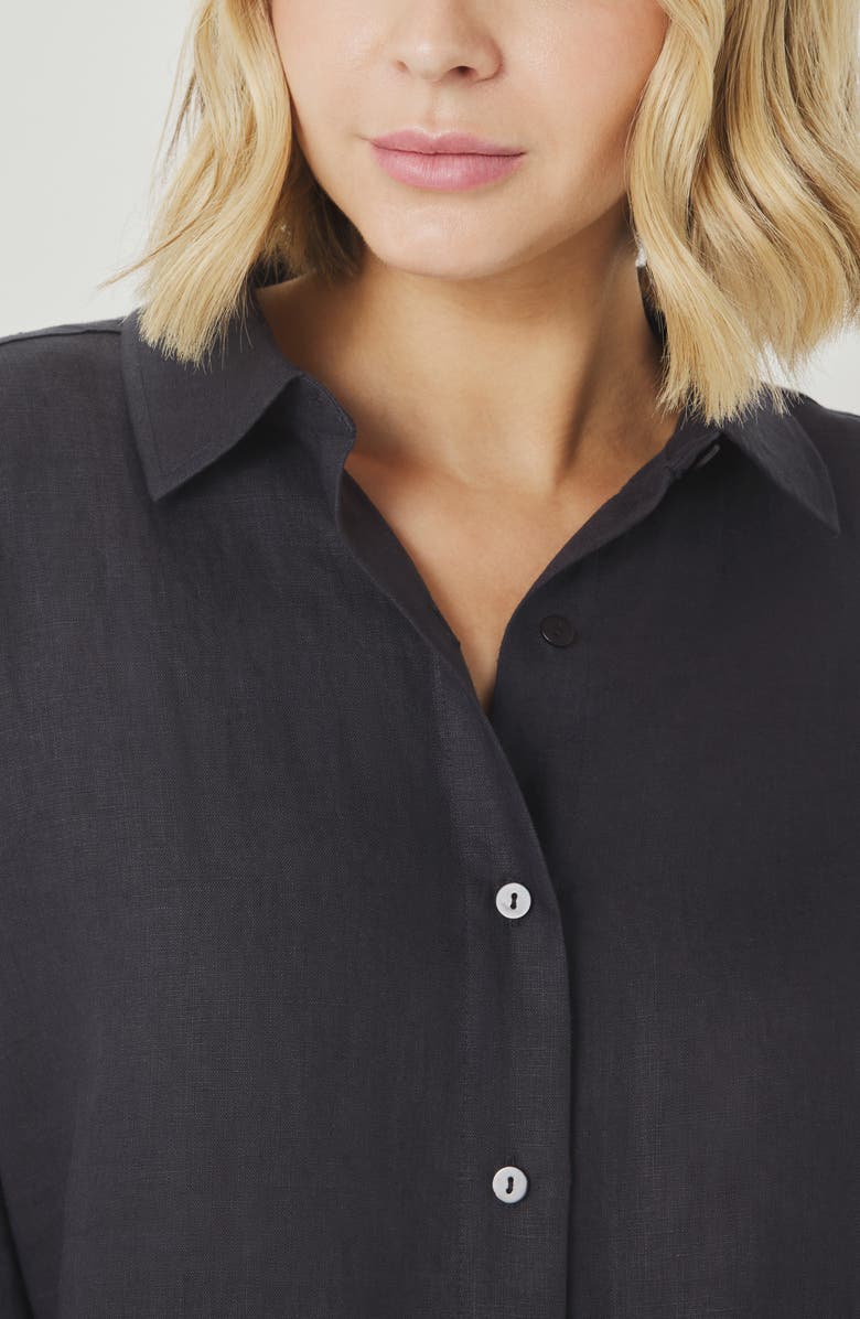 Splendid Stella Linen Button-Up Shirt, Alternate, color, Lead Grey