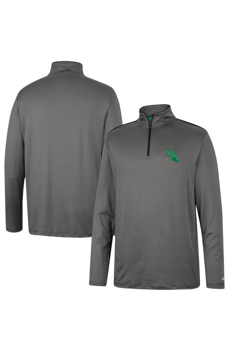 COLOSSEUM Men's Colosseum Charcoal North Texas Mean Green Logo Quarter-Zip Windshirt, Alternate, color, 