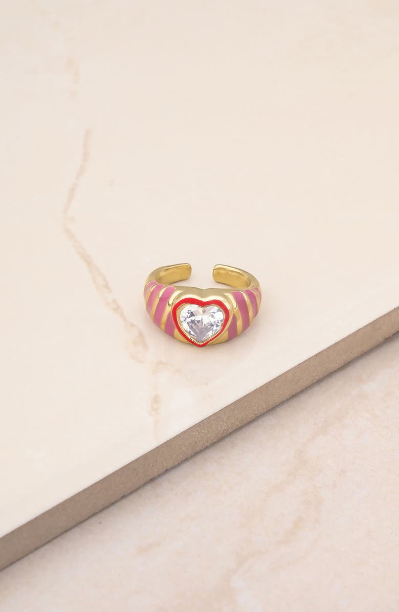 Ettika Open Hearts Club Adjustable Ring, Alternate, color, 