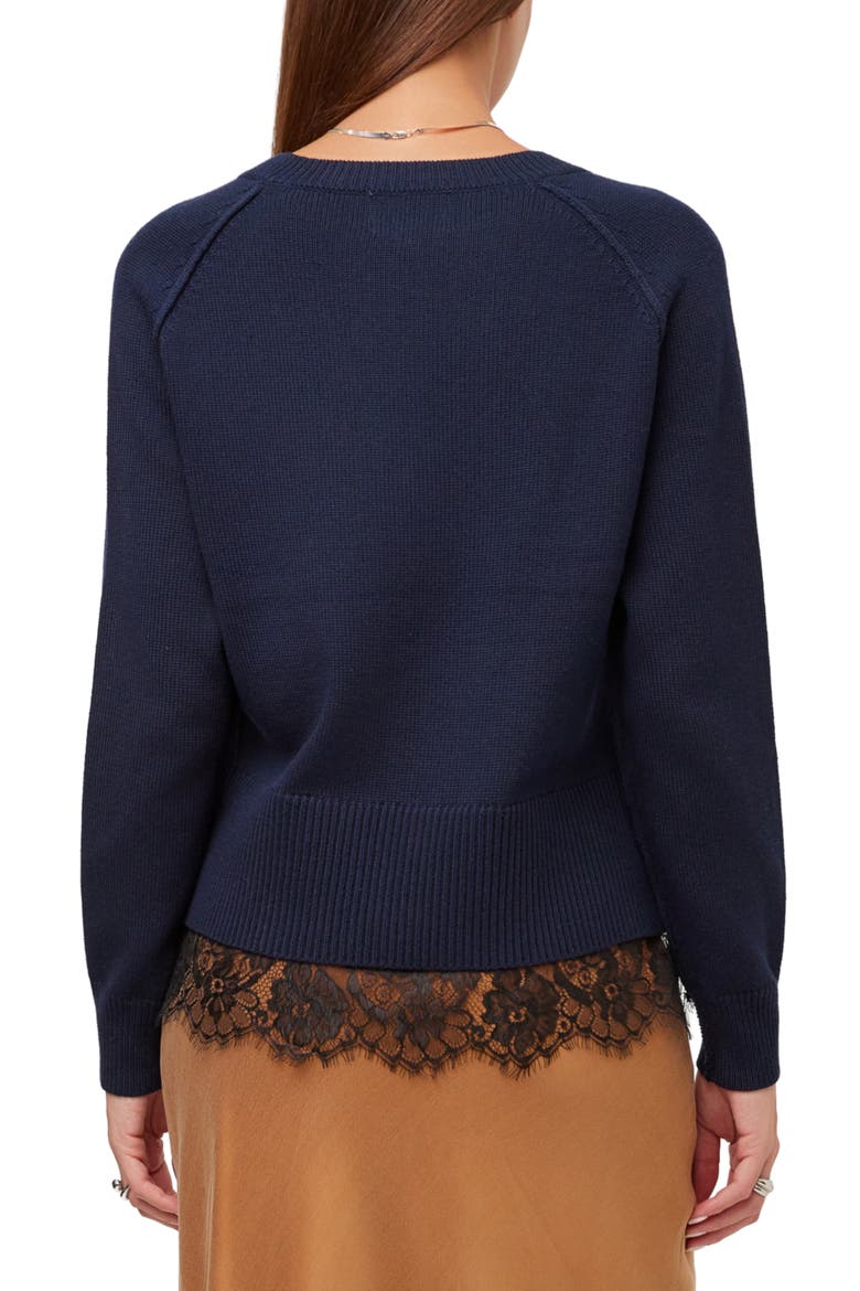 Camila Lace Layered V-Neck Sweater, Alternate, color, NAVY