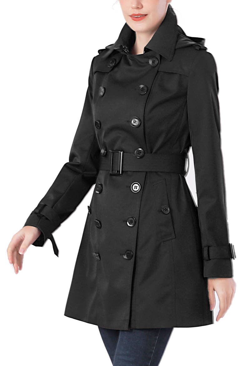 Women's Rosie Hooded Trench Coat, Alternate, color, Black