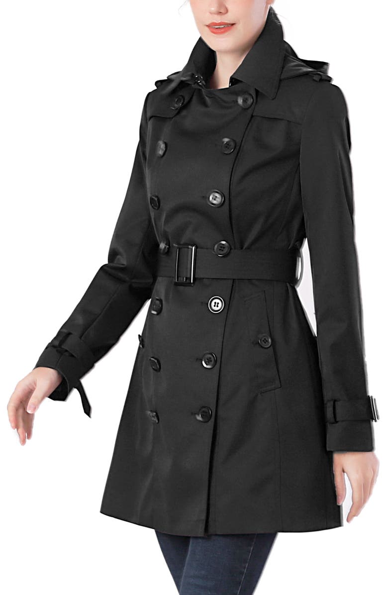 Kimi & Kai Women's Rosie Hooded Trench Coat, Alternate, color, Black