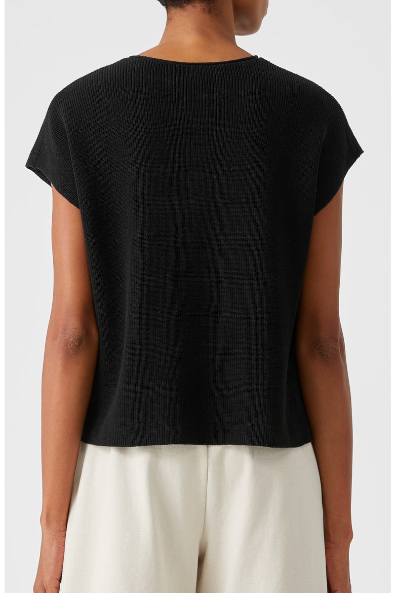 Rib Knit Organic Linen Blend Box Top, Alternate, color, BLACK