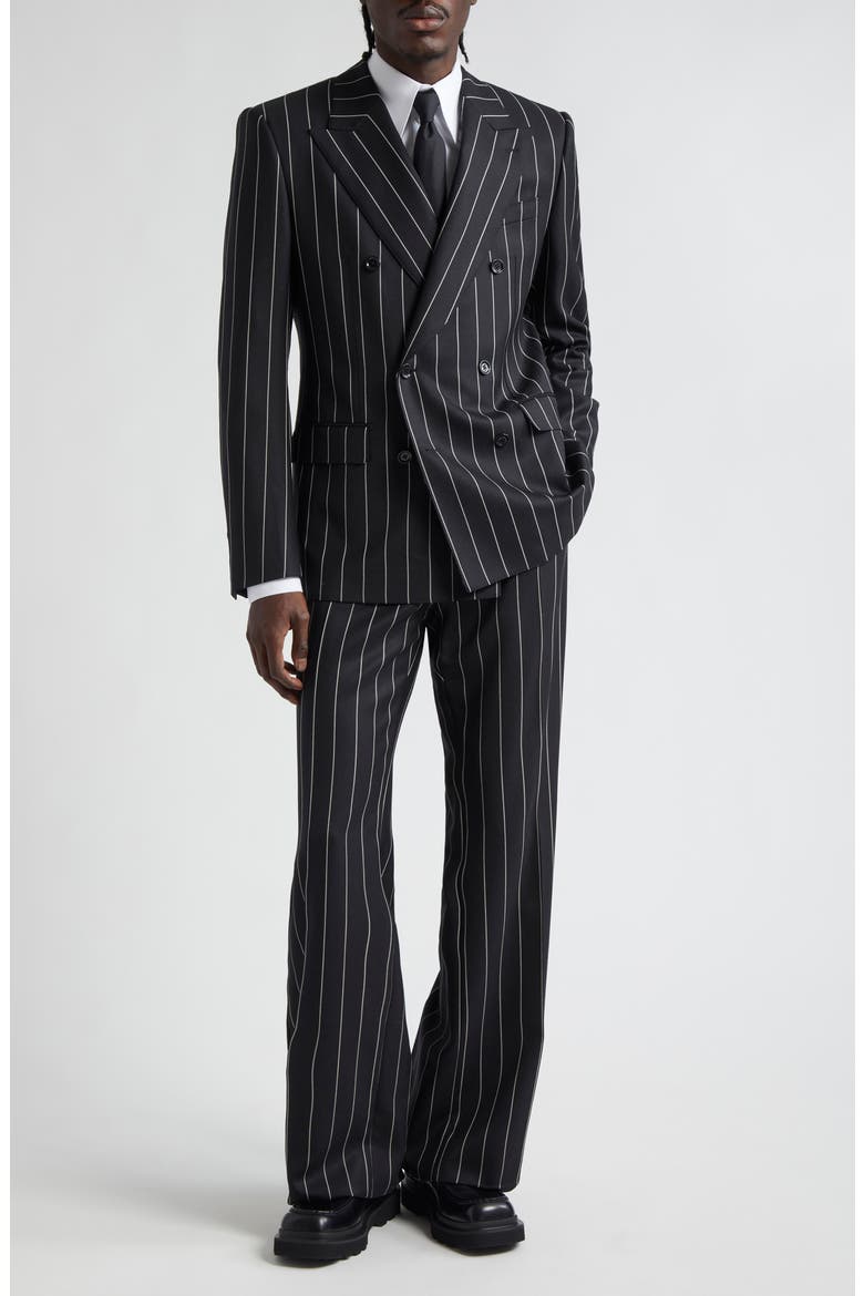 Sicilia Fit Pinstripe Double Breasted Wool Blazer, Alternate, color, RIGATO