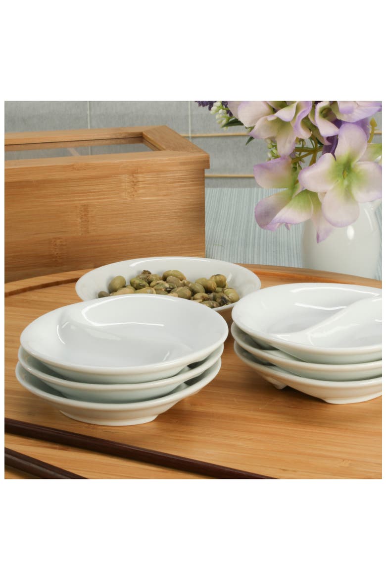 Set of 6 Ying Yang Bowls, Alternate, color, WHITE