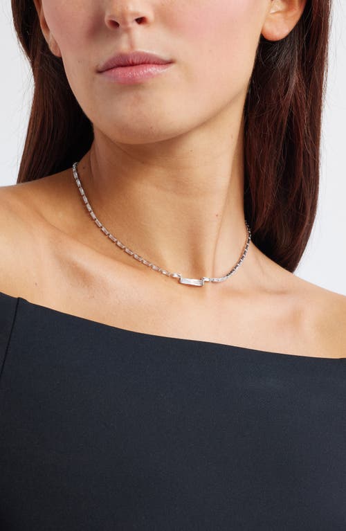 Nordstrom Baguette Center Cubic Zirconia Necklace In Clear- Silver