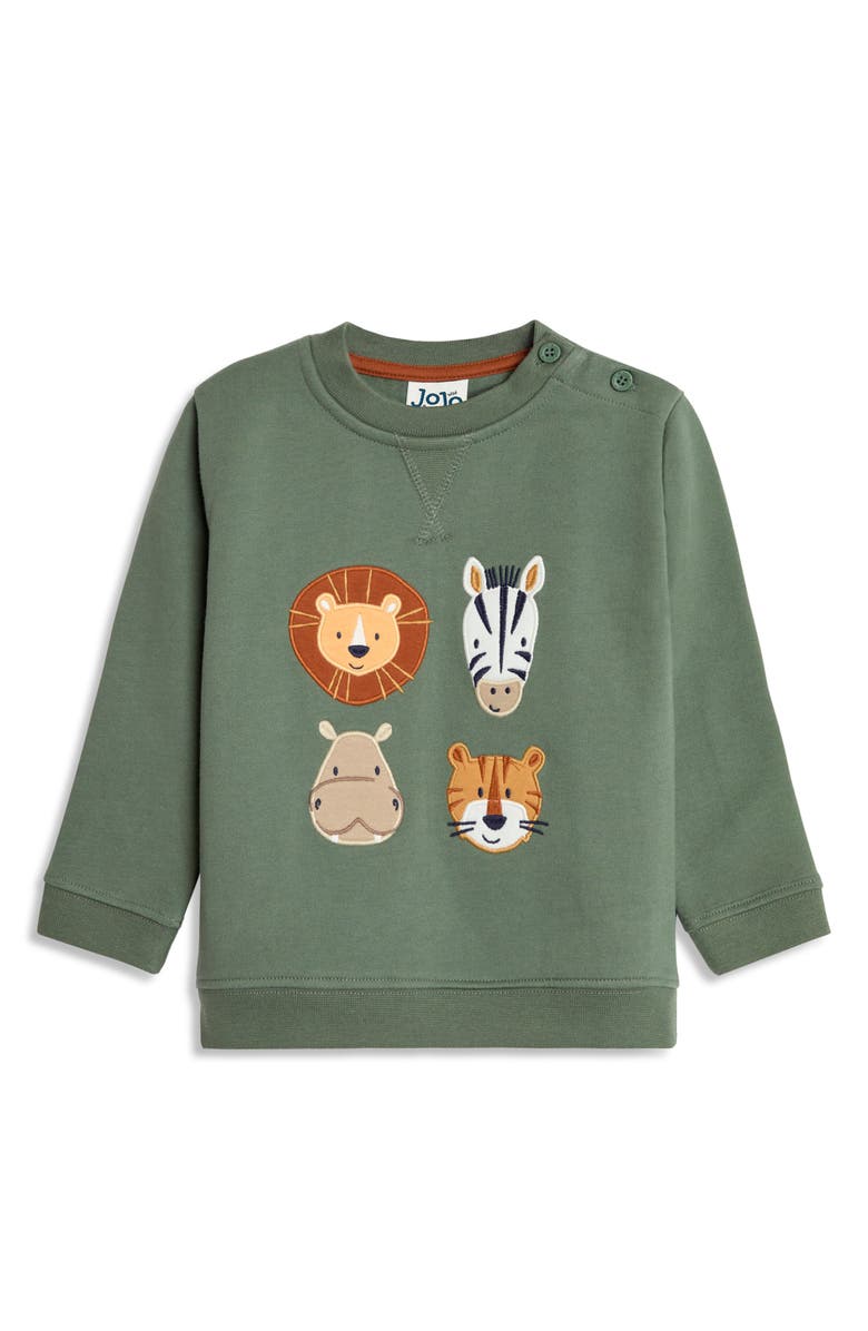 JOJO MAMAN BEBE Safari Friends Appliqué Cotton Graphic Sweatshirt, Main, color, 