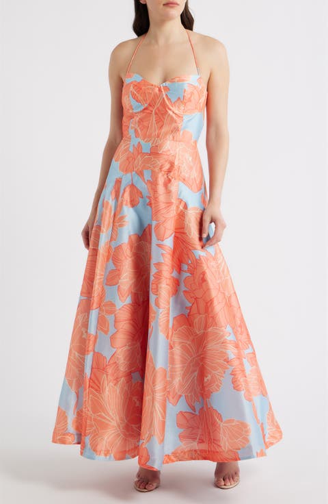 Saige Floral Sweetheart Neck Cocktail Dress