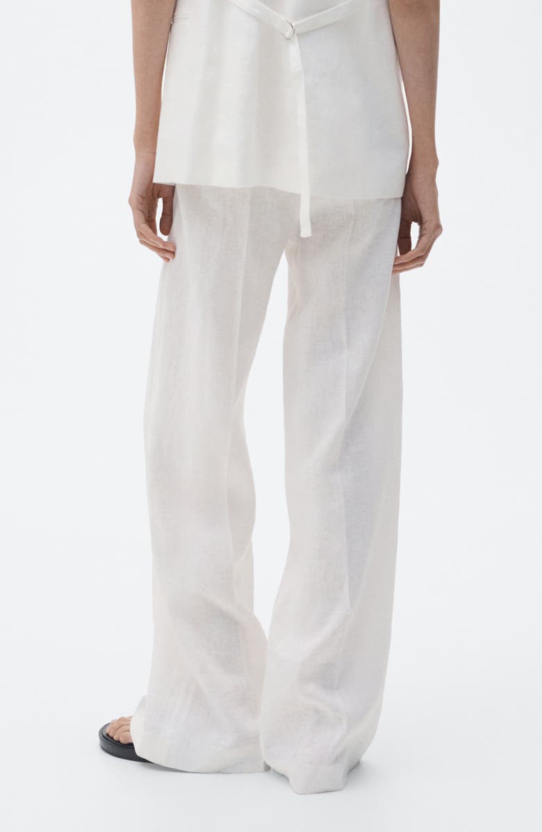 MANGO Straight Leg Linen Pants, Alternate, color, Off White