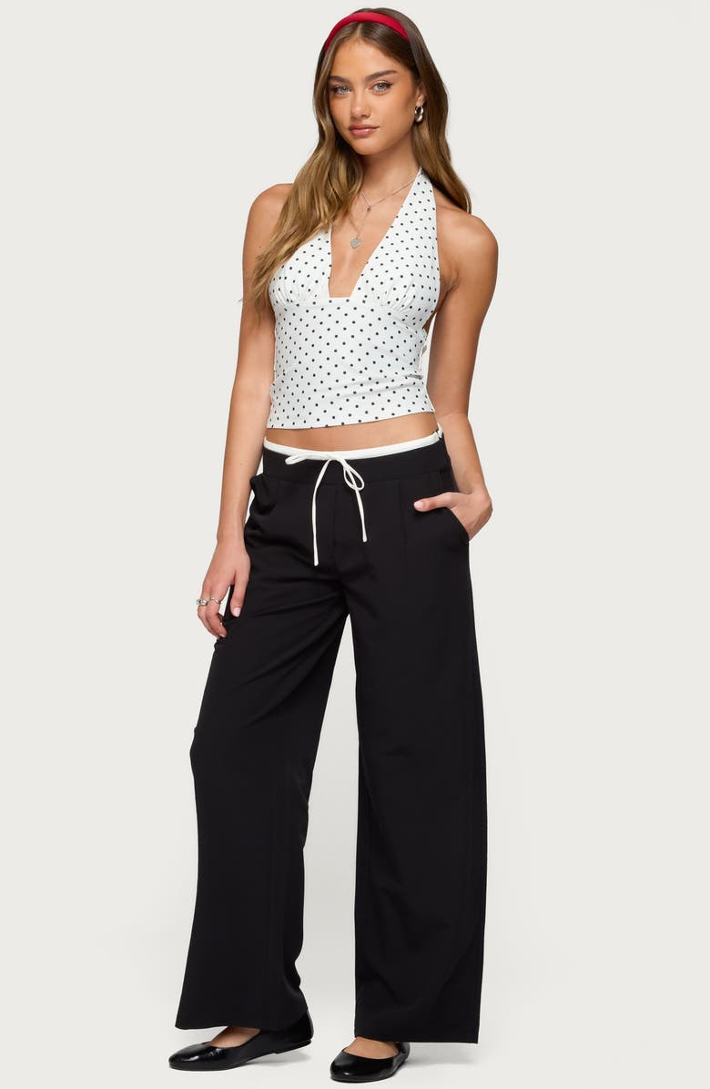 EDIKTED Blaire Polka Dot Halter Top, Alternate, color, White-And-Black