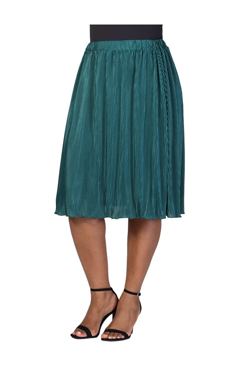 24seven Comfort Apparel Elastic Waistband Party Midi Skirt, Alternate, color, Hunter