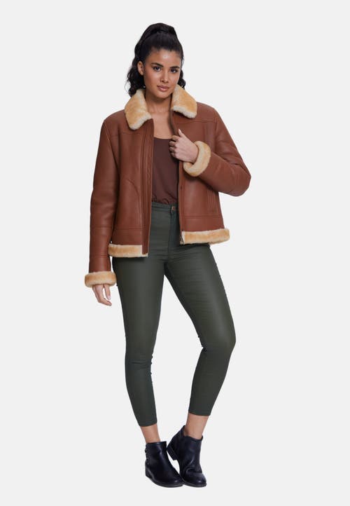 Furniq Uk Clementine Sheepskin Jacket In Brown