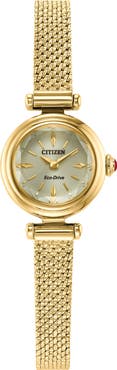 Citizen Fio Goldtone Mesh Strap Watch, 18.4mm
