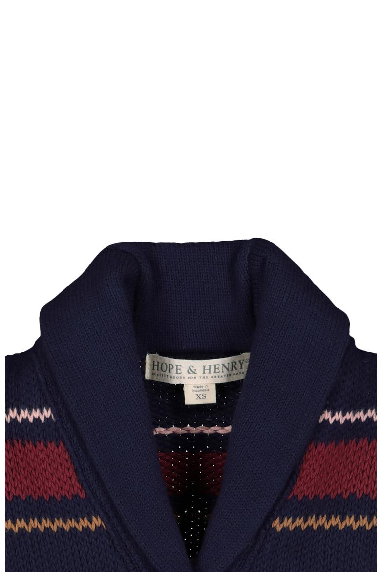 Baby Girls' Shawl Collar Cardigan with Waist Tie, Infant, Alternate, color, Navy and Berry Multi Stripe