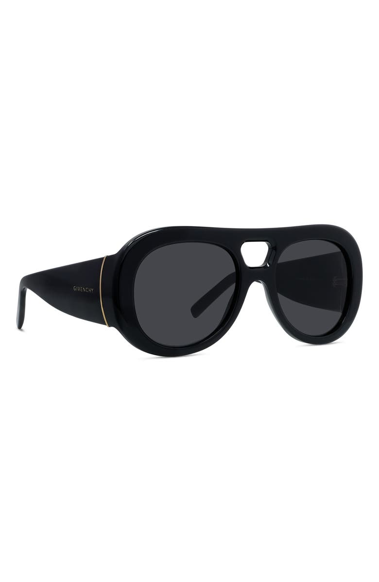 Givenchy Bold 53mm Gradient Round Sunglasses, Alternate, color, Shiny Black / Smoke
