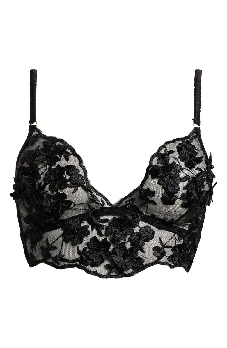 KILO BRAVA Floral Embroidered Longline Bralette, Alternate, color, Black
