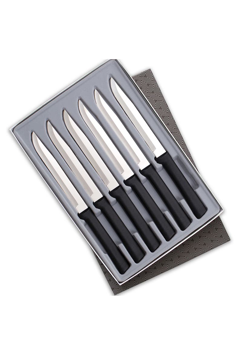 6 Piece Steak Knife Set in Gift Box, Main, color, Black