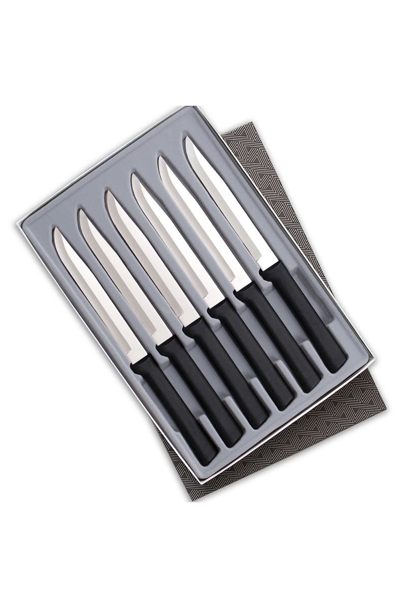 Rada 6 Piece Steak Knife Set in Gift Box, Main, color, Black