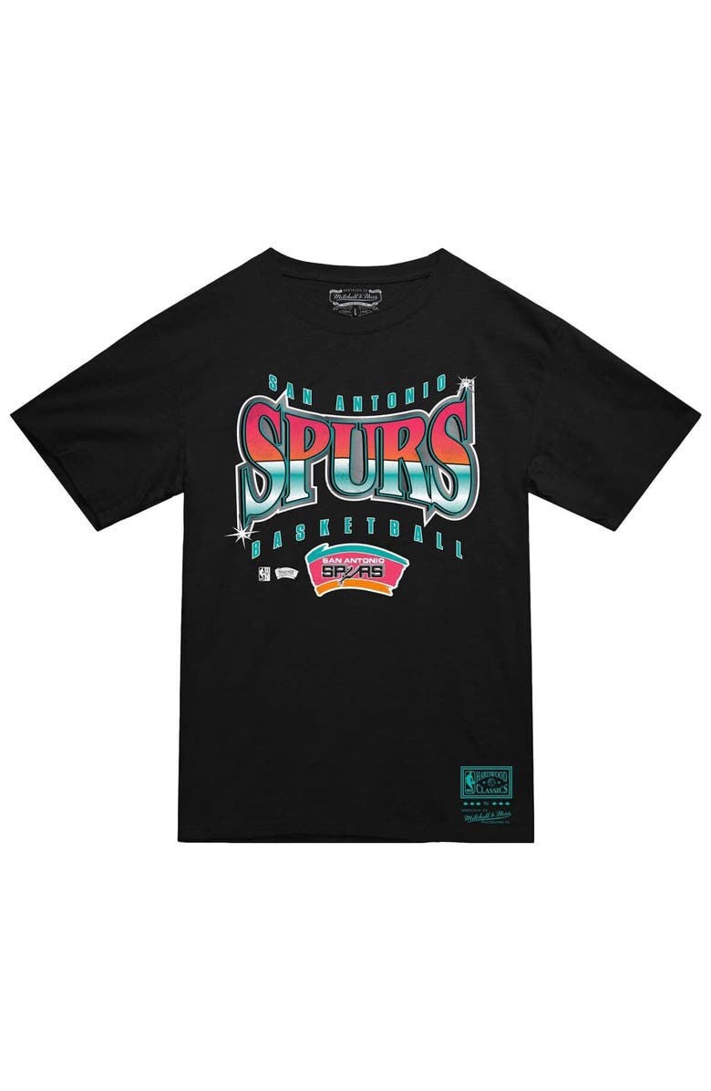 Mitchell & Ness Men's Mitchell & Ness  Black San Antonio Spurs Worldwide Collection Glow Up T-Shirt, Alternate, color, 