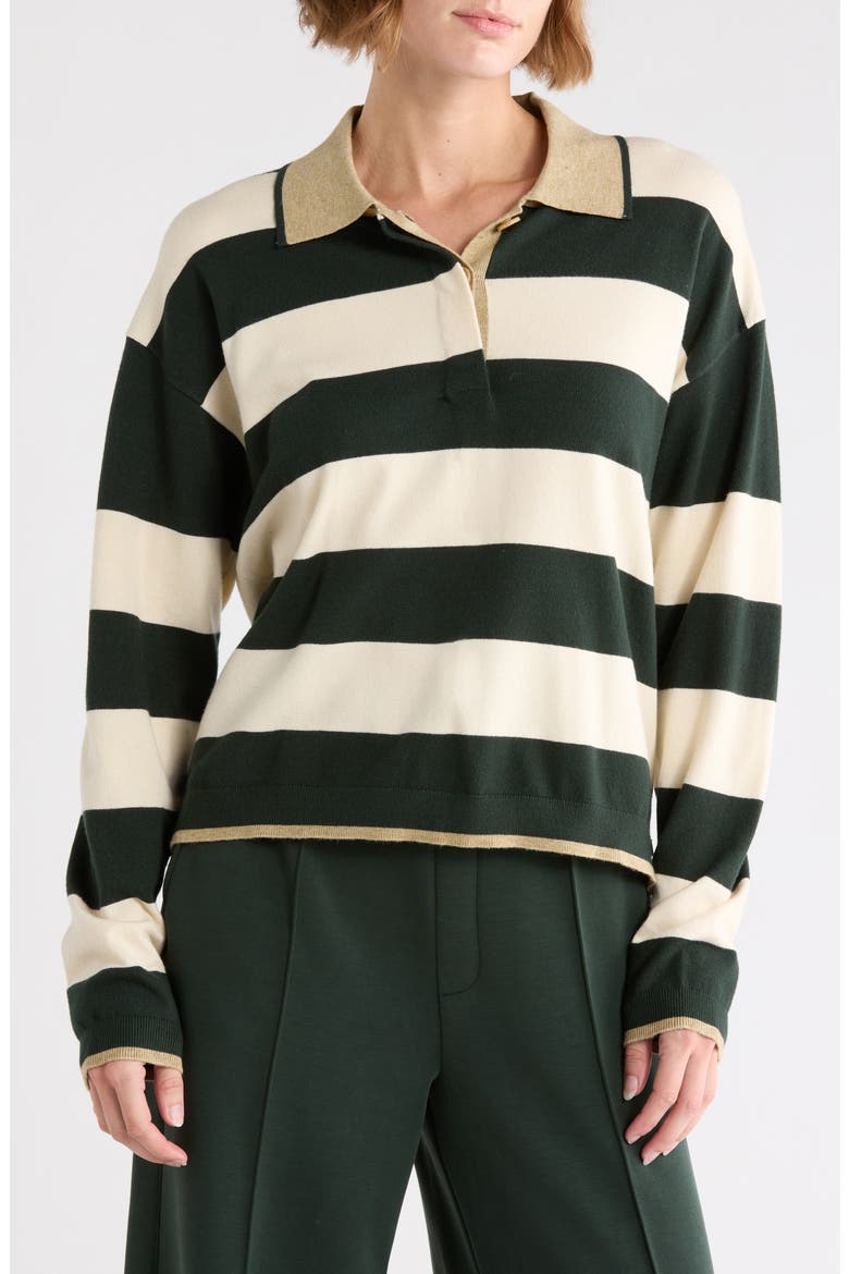 Stripe Polo Sweater, Main, color, SCARAB/ANTIQUE WHITE