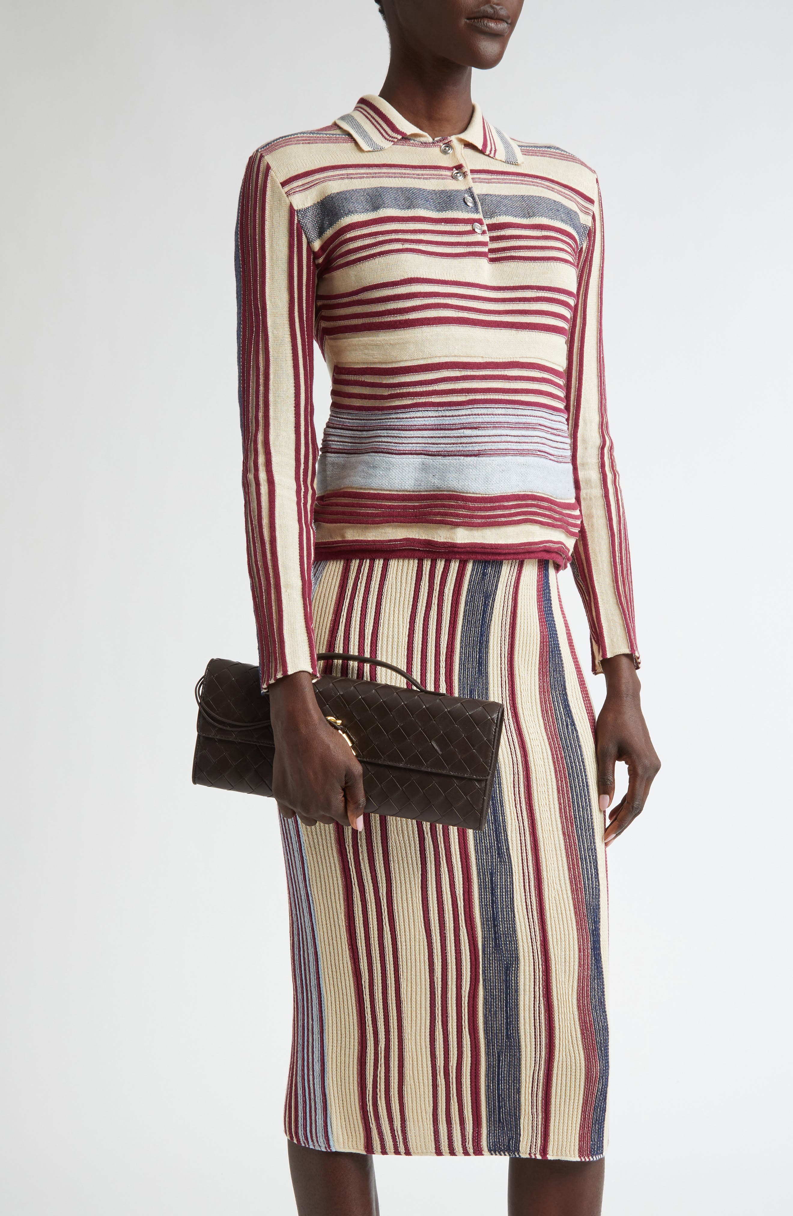 Long Andiamo Intrecciato Clutch Bag, Alternate, color, FONDANT BRASS