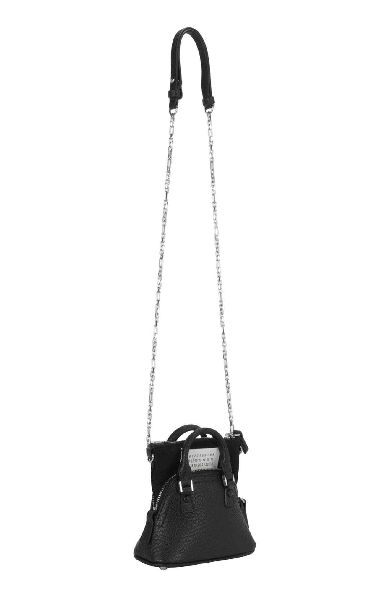 Maison Margiela Micro 5AC Leather Top Handle Bag, Alternate, color, Black