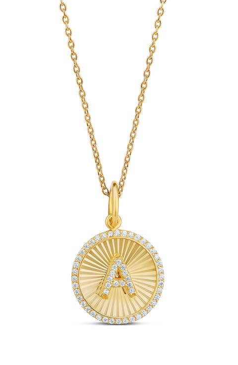 Fluted Round Initial Charm Necklace