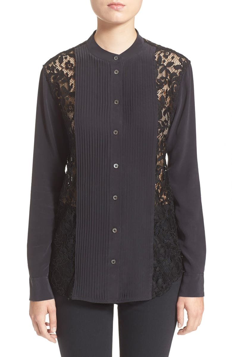 Equipment Lace Panel Tuxedo Shirt, Main, color, 