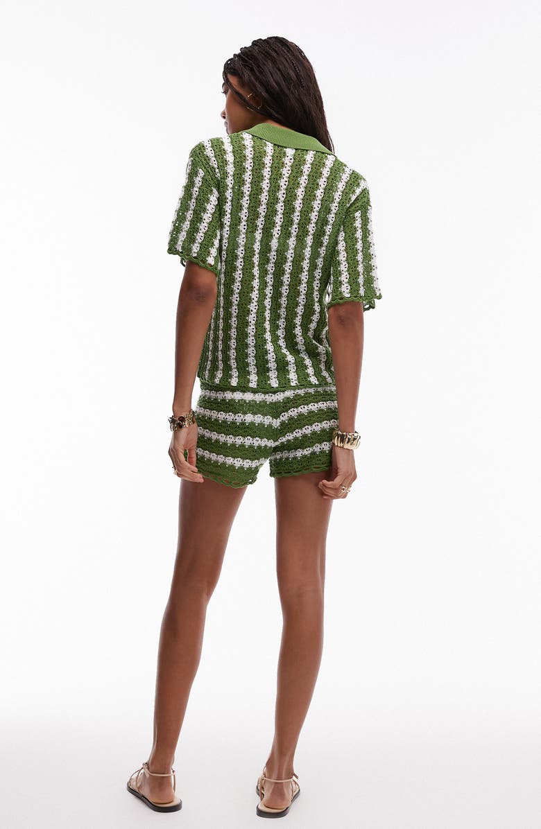 Topshop Stripe Knit Shorts, Alternate, color, Medium Green