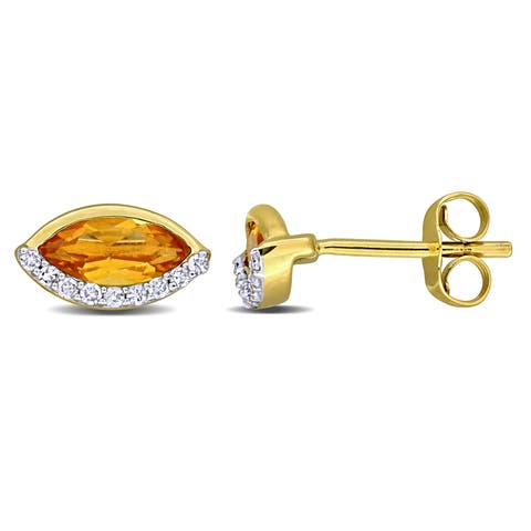 Gemstone & Diamond Stud Earrings 14k