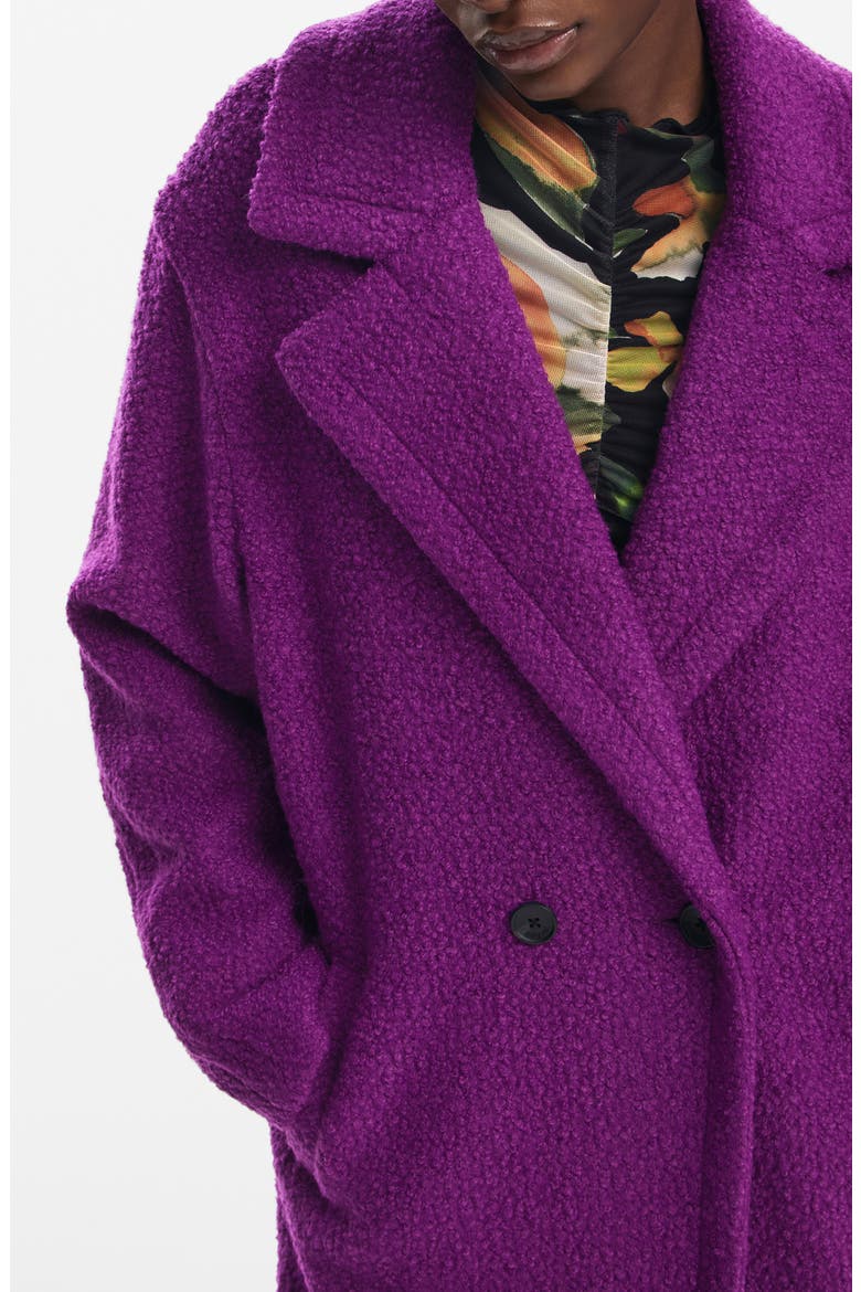 Amberes Double Breasted Bouclé Coat, Alternate, color, PURPLE