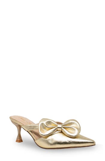 CHASE & CHLOE CHASE AND CHLOE IDRA BOW KITTEN HEEL PUMP 