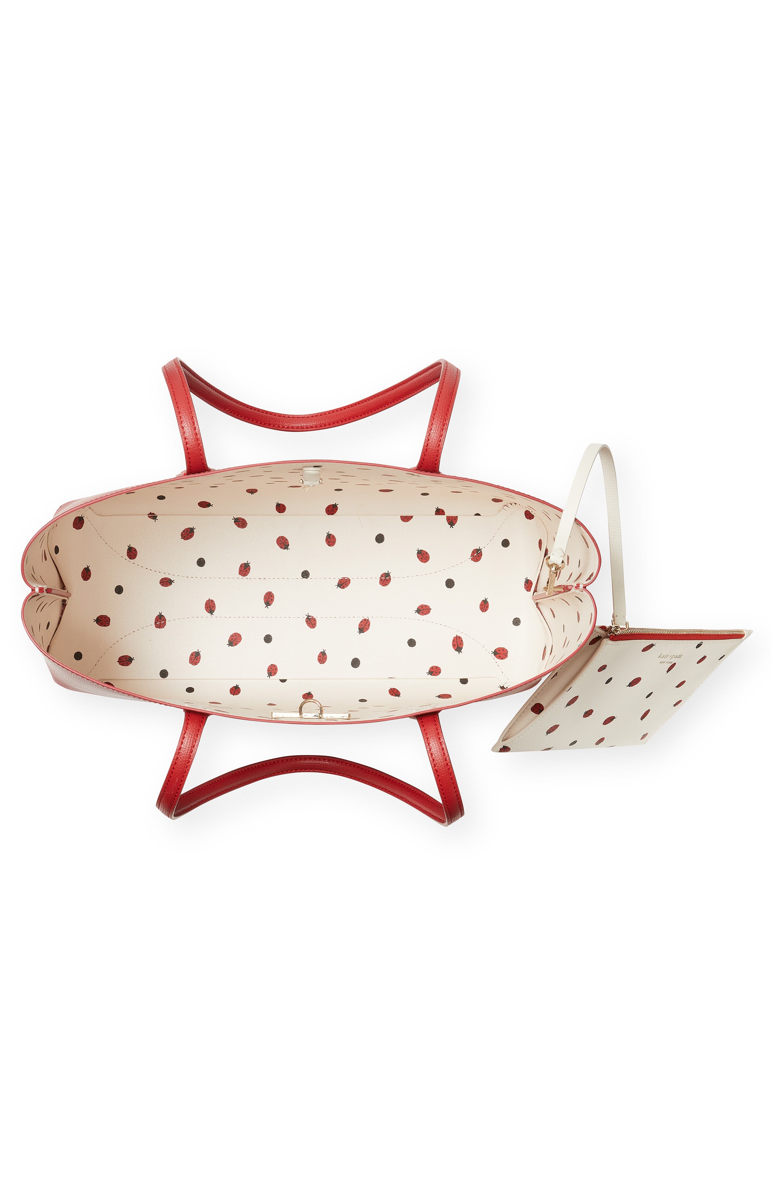 Kate Spade New York all day ladybug dots large leather tote, Alternate, color, 