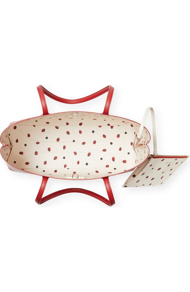 Kate Spade New York all day ladybug dots large leather tote, Alternate, color,