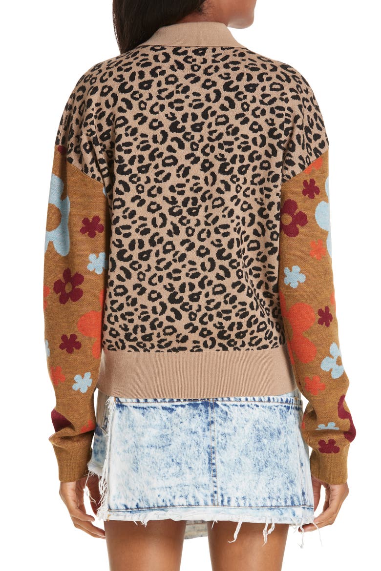 Paw Paw Polo Sweater, Alternate, color, LEOPARD FLORAL