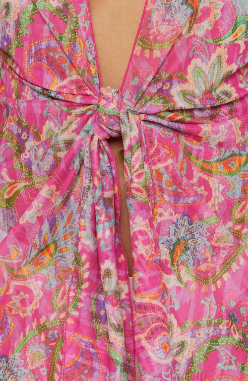 Shop Becca Polynesia Paisley Mesh Cover-up Tunic In Pink Multi