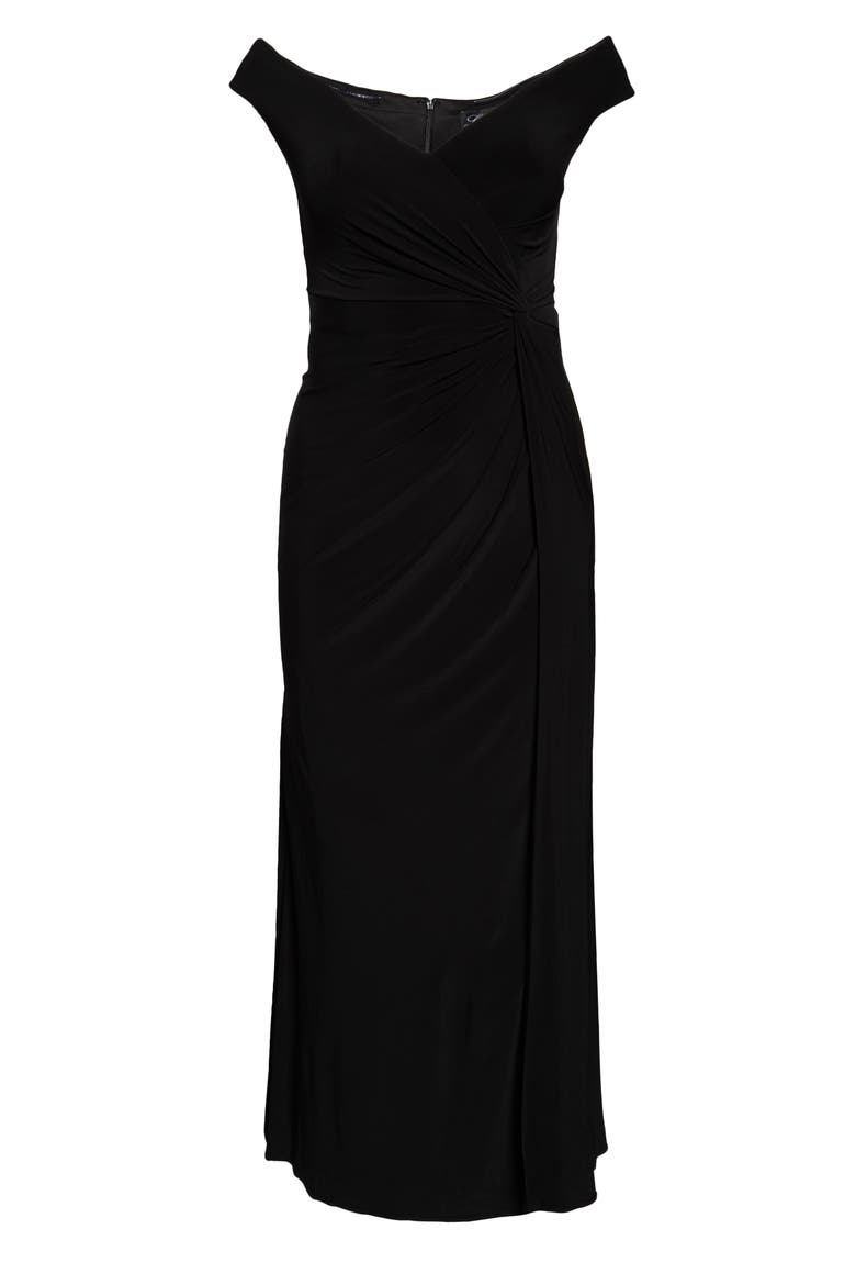 Simple Plus Size Jersey Off the Shoulder Dress, Alternate, color, BLACK