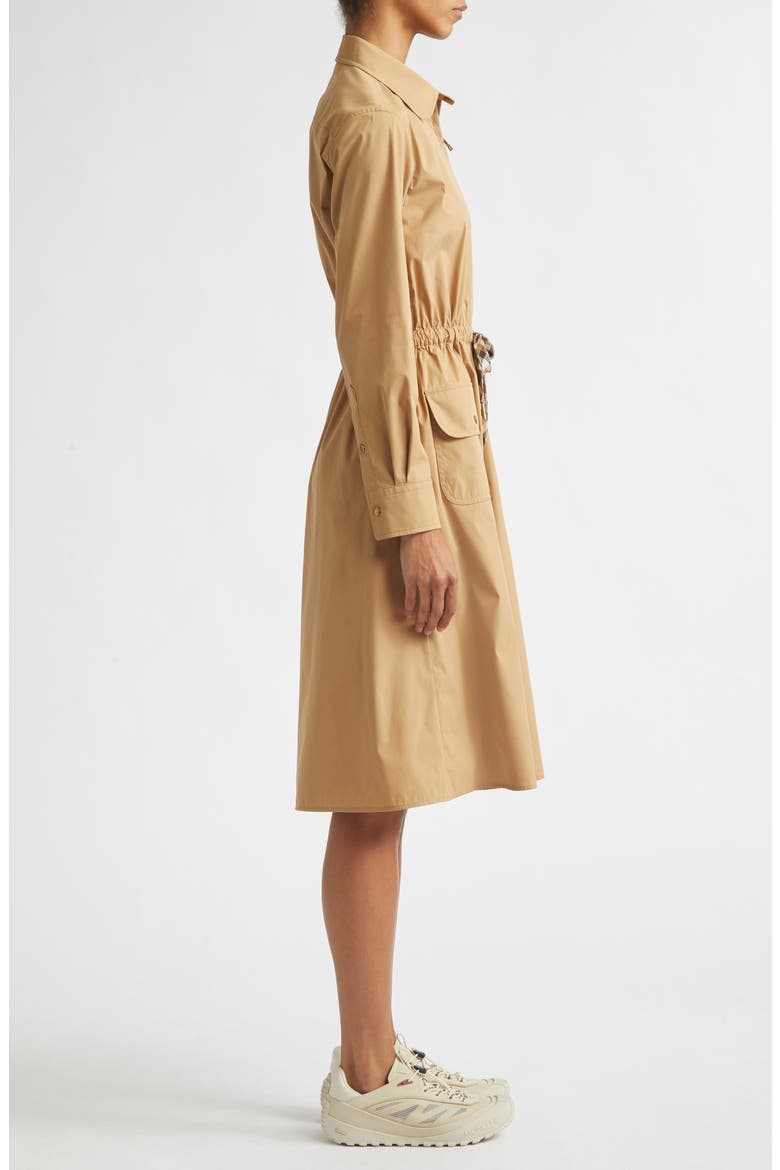Long Sleeve Cotton & Nylon Zip Shirtdress, Alternate, color, BEIGE