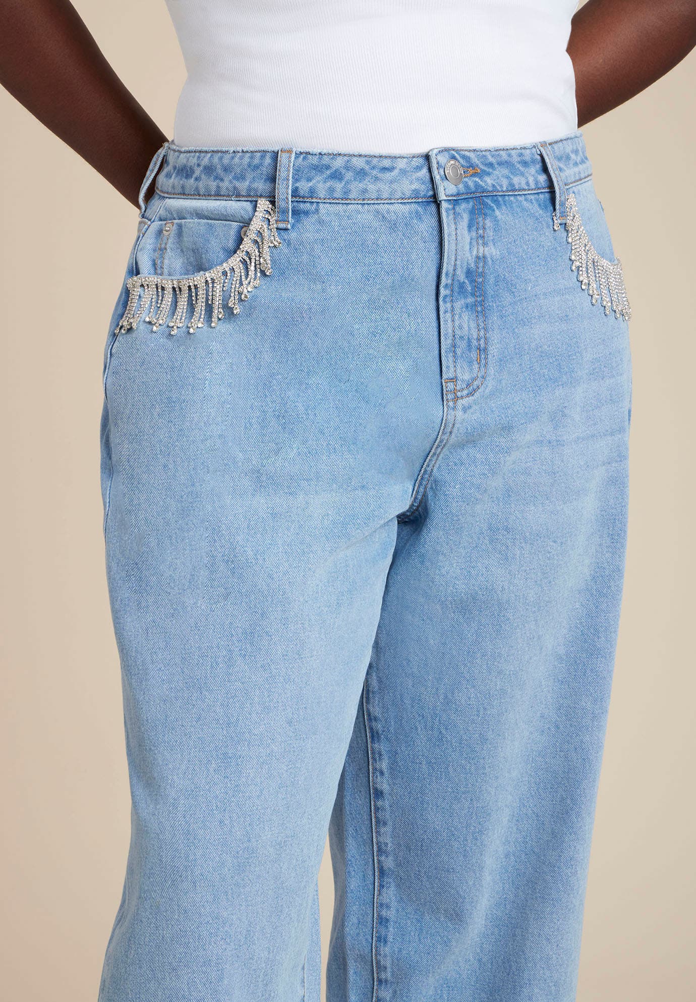 Relaxed Jean With Rhinestone Trim Pocket - image 2