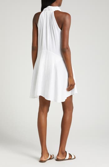 Button Front Cotton Cover-Up Minidress