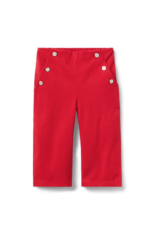 Janie And Jack Wide Leg Button Pant In Red