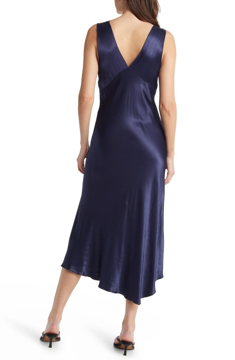 Rails Monique Sleeveless Asymmetric Hem Satin Dress, Alternate, color, Navy