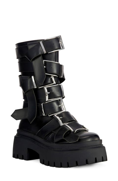 Alcetasa Faux Leather Buckle Boot
