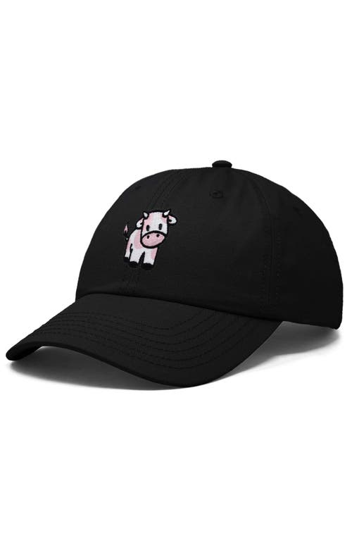 Dalix Strawberry Cow Embroidered Cap In Black