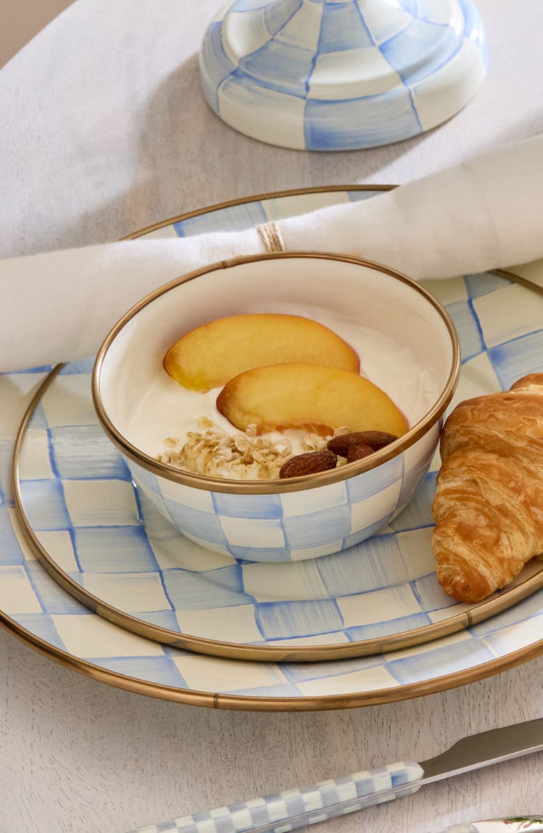 MACKENZIE CHILDS Sky Check Enameled Steel Pinch Bowl, Alternate, color, Sky Check