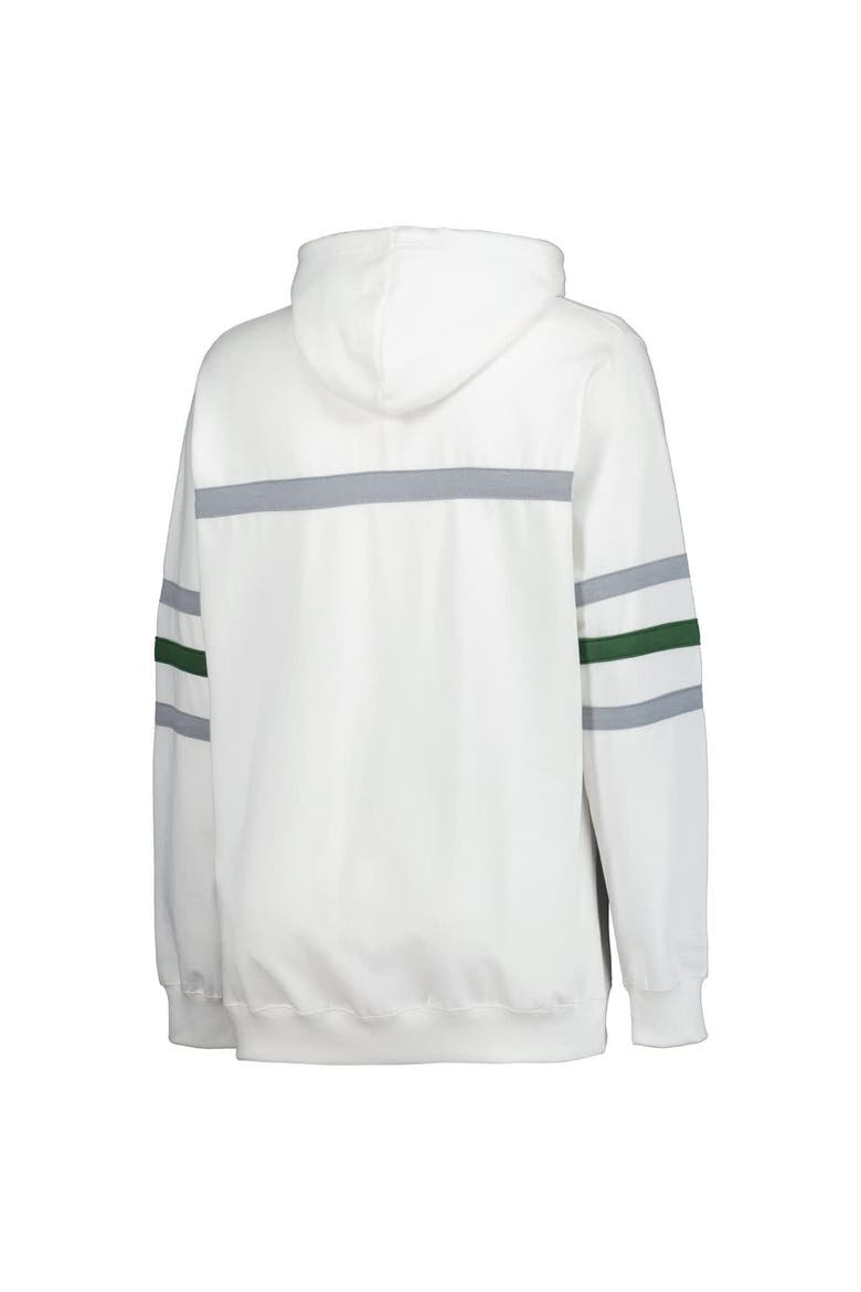 Women's Mitchell & Ness White Green Bay Packers Plus Size Head Coach Throwback Pullover Hoodie, Alternate, color, White
